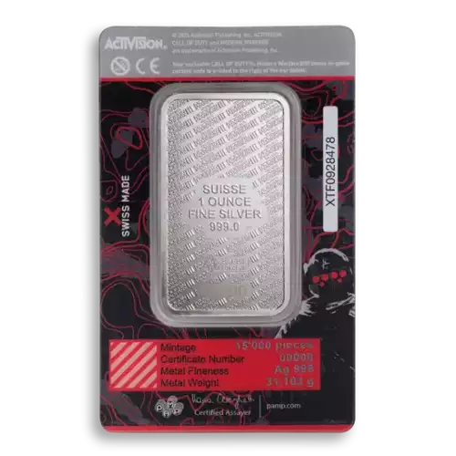 PAMP MWIII Call of Duty Proof-Like 1 oz Silver Bar w/Bezel (2)